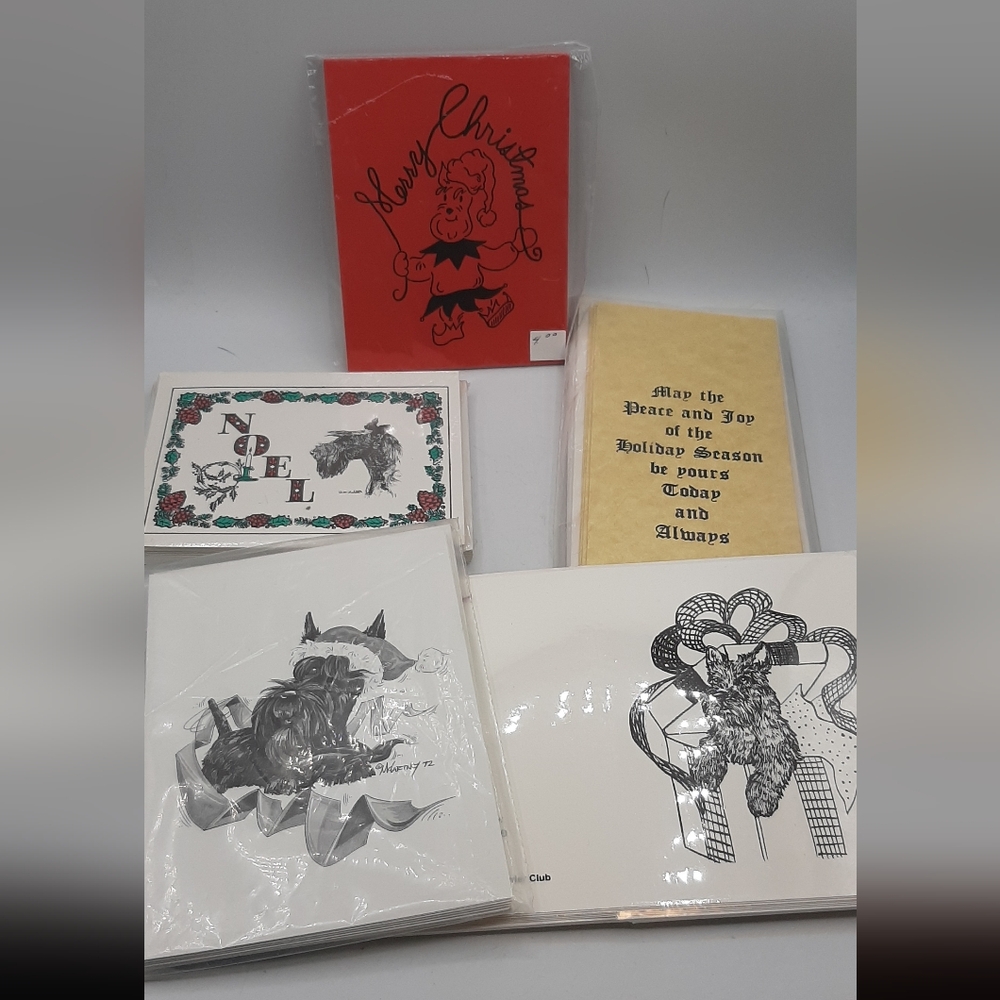Handmade VTG Christmas Cards Scotty Scottie Dog Scottish Terrier Lot of 40 NEW